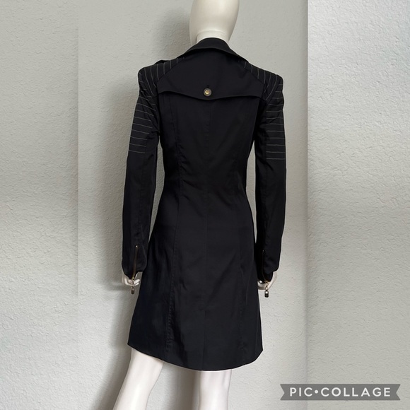 SALE💥💥WOMEN TRENCH COAT DOUBLE-BREASTED JACKET LINED NAVY BLUE NOTCHED COLLAR - Picture 11 of 13
